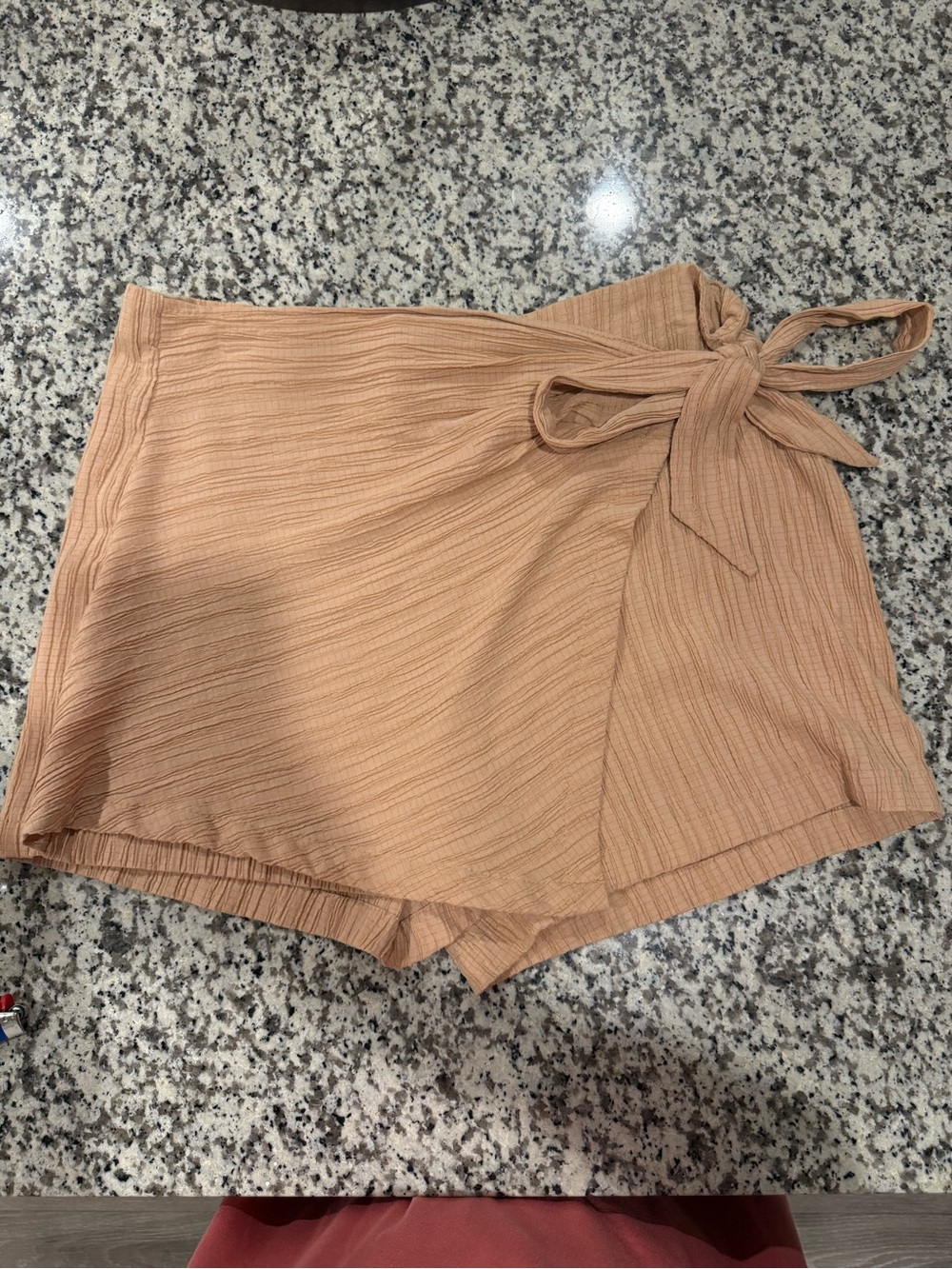 Tie-Waist Ribbed Wrap Shorts - Nude